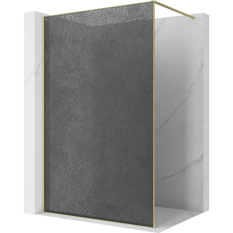 Mexen Kioto ścianka prysznicowa Walk-in 70 x 200 cm, crackle grafit 12 mm, złota szczotkowana - 800-070-101-55-44-X