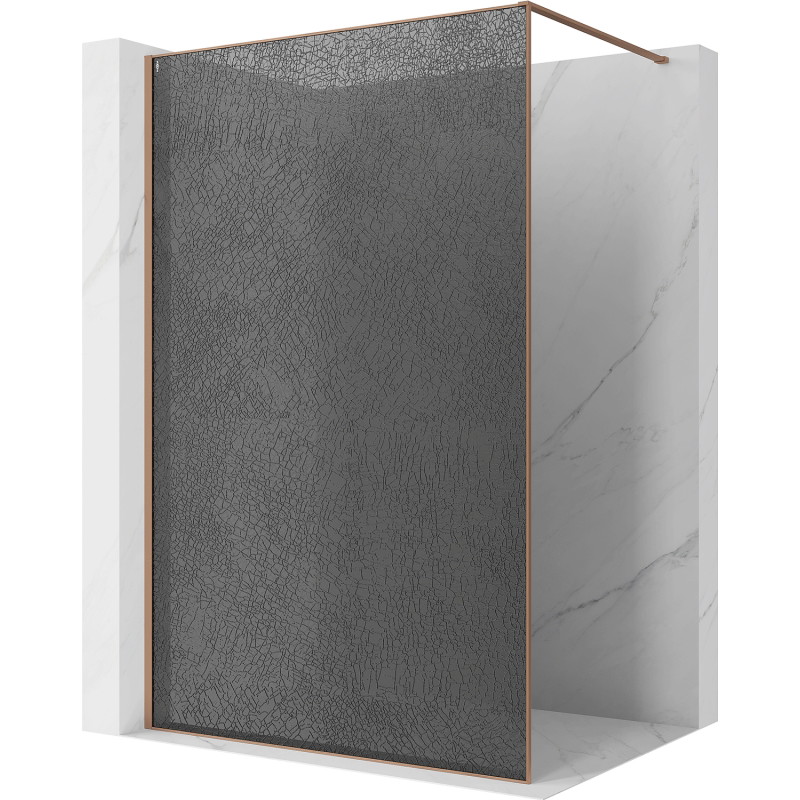 Mexen Kioto ścianka prysznicowa Walk-in 90 x 200 cm, crackle grafit 12 mm, miedź szczotkowana - 800-090-101-65-44-X