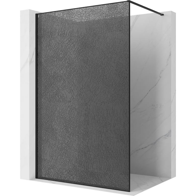 Mexen Kioto ścianka prysznicowa Walk-in 150 x 200 cm, crackle grafit 12 mm, czarna - 800-150-101-70-44-X