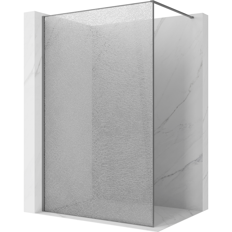 Mexen Kioto ścianka prysznicowa Walk-in 100 x 200 cm, crackle transparent 12 mm, gun metal - 800-100-101-95-04-X
