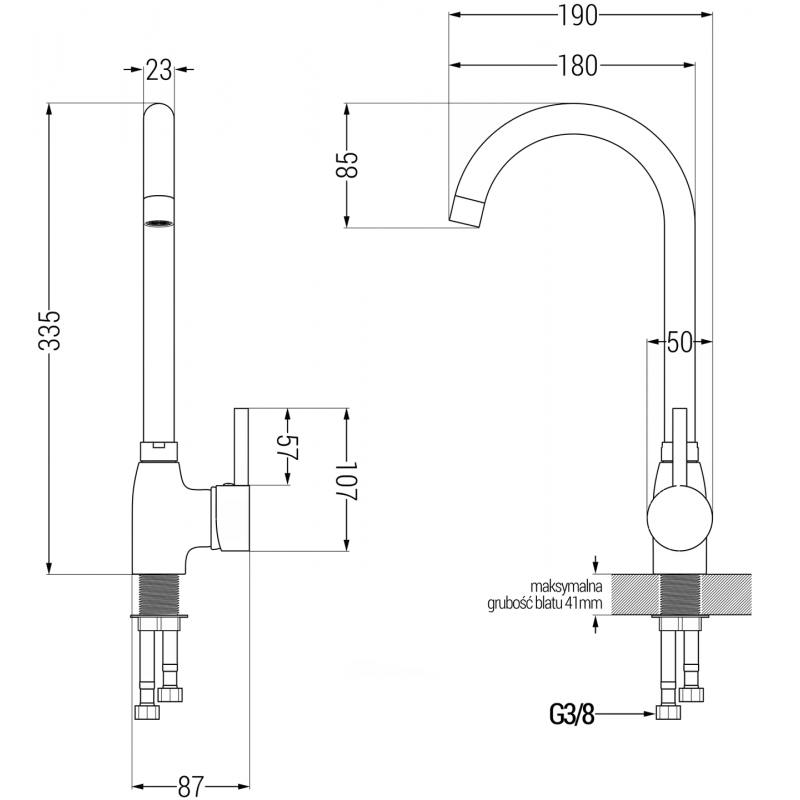 Mexen Gaspar zlewozmywak granitowy 1,5-komorowy z ociekaczem i baterią kuchenną Telma, czarny - 6507-77-670200-50-B