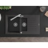 Mexen Matias zlewozmywak granitowy 1,5-komorowy z ociekaczem i baterią kuchenną Duero, czarny nakrapiany - 6502-76-671600-00