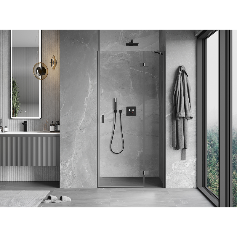 Mexen Mist-H drzwi prysznicowe uchylne prawe 90 cm, transparent, gun metal - 8A5-090-000-95-00-P