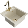 Mexen Vito zlewozmywak granitowy 1-komorowy z baterią kuchenną Duero, beżowy - 6503-69-671600-50
