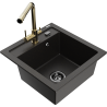 Mexen Vito zlewozmywak granitowy 1-komorowy z baterią kuchenną Duero, czarny/złoty metalik - 6503-75-671600-50-B
