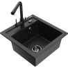 Mexen Vito zlewozmywak granitowy 1-komorowy z baterią kuchenną Duero, czarny/złoty metalik - 6503-75-671600-70-B