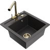 Mexen Vito zlewozmywak granitowy 1-komorowy z baterią kuchenną Duero, czarny nakrapiany - 6503-76-671600-50