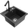 Mexen Vito zlewozmywak granitowy 1-komorowy z baterią kuchenną Duero, czarny nakrapiany - 6503-76-671600-70