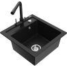 Mexen Vito zlewozmywak granitowy 1-komorowy z baterią kuchenną Duero, czarny - 6503-77-671600-70