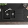 Mexen Andres zlewozmywak granitowy 1,5-komorowy z ociekaczem i baterią kuchenną Rita, czarny - 6515-77-670300-00