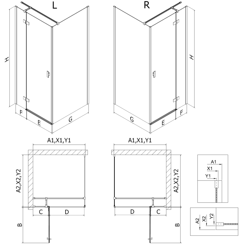 Mexen Mist-H T kabina prysznicowa uchylna prawa 115 x 70 cm, transparent, gun gray szczotkowany - 8A5T-115-070-66-00-P