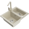 Mexen Carlos zlewozmywak granitowy 1,5-komorowy z baterią kuchenną Rita, beżowy - 6518-69-670300-69