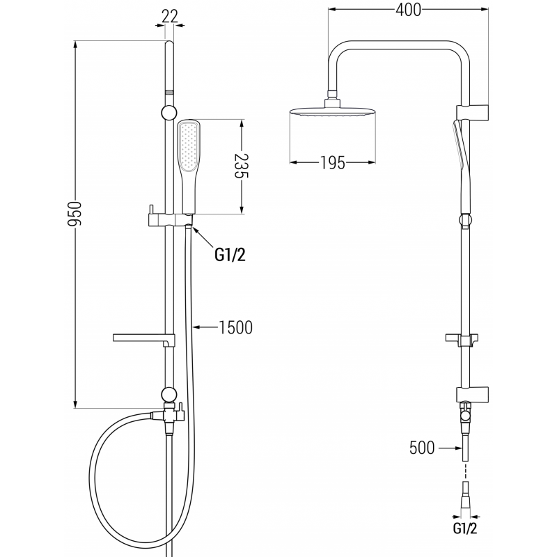 Mexen X49 kolumna prysznicowa, biała/złota - 798494991-25