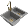 Mexen Carlos zlewozmywak granitowy 1,5-komorowy z baterią kuchenną Rita, szary - 6518-71-670300-50