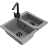 Mexen Carlos zlewozmywak granitowy 1,5-komorowy z baterią kuchenną Rita, szary - 6518-71-670300-70-B