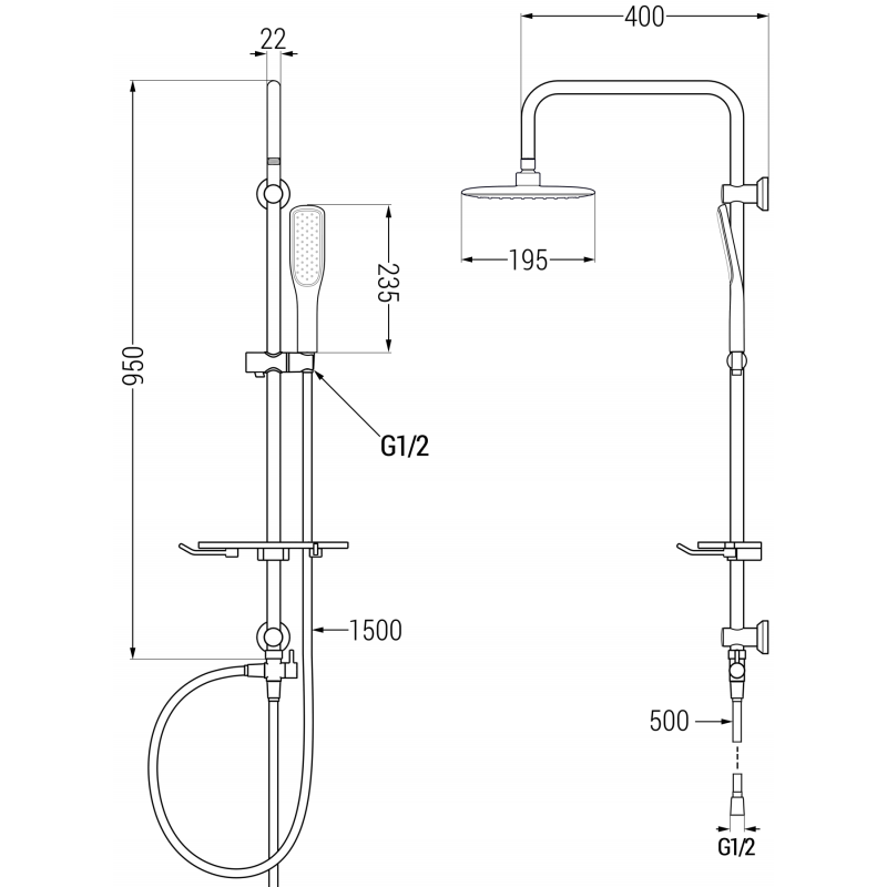 Mexen T49 kolumna prysznicowa, biała/złota - 798494993-25