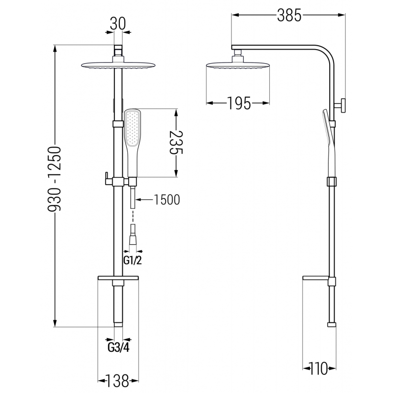 Mexen Q49 kolumna prysznicowa, biała/złota - 798494995-25