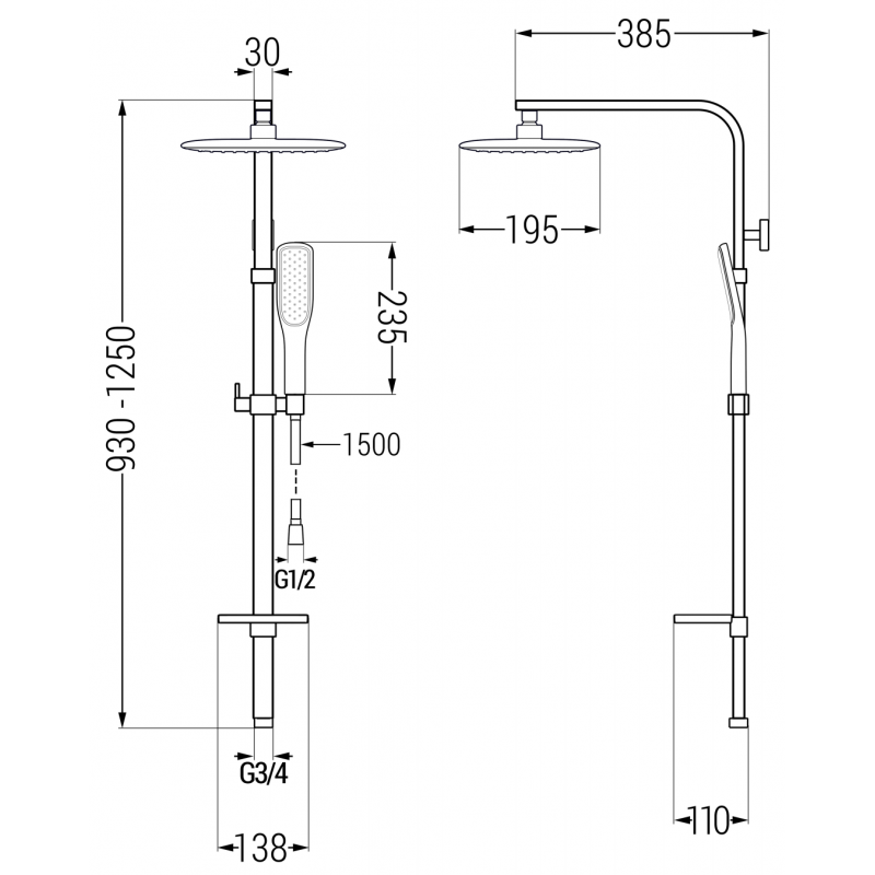 Mexen Q49 kolumna prysznicowa, czarna/złota - 798494995-75