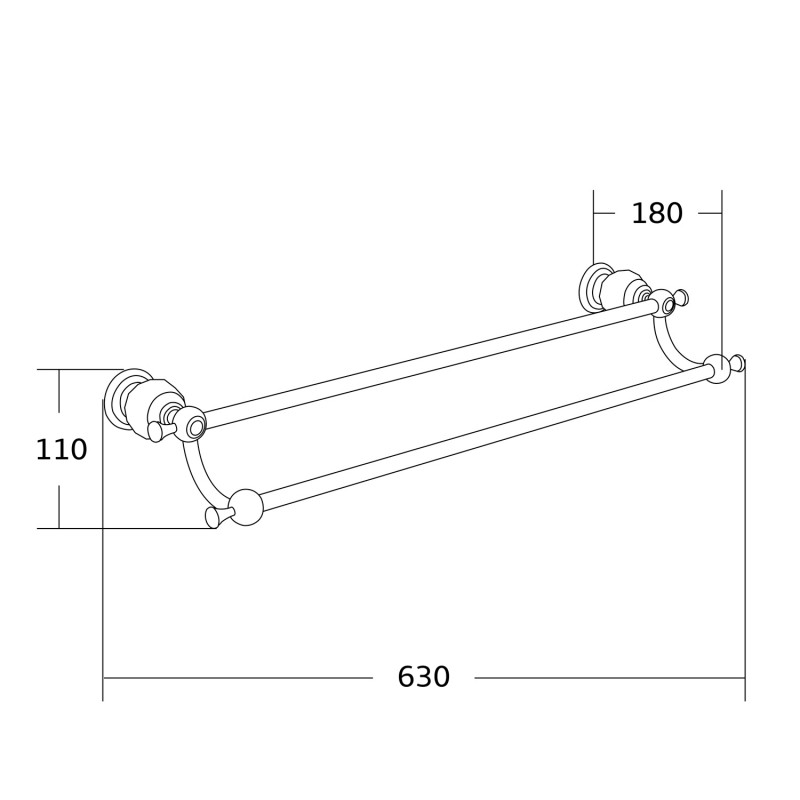 Mexen Estela podwójny wieszak na ręcznik, złoty - 7011525-50