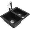 Mexen Carlos zlewozmywak granitowy 1,5-komorowy z baterią kuchenną Rita, czarny - 6518-77-670300-00