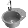 Mexen Kevin zlewozmywak granitowy 1-komorowy z ociekaczem i baterią kuchenną Rita, szary - 6517-71-670300-00