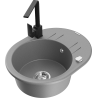 Mexen Kevin zlewozmywak granitowy 1-komorowy z ociekaczem i baterią kuchenną Rita, szary - 6517-71-670300-70