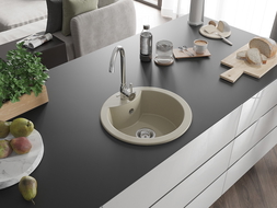 Mexen Diego zlewozmywak granitowy 1-komorowy z baterią kuchenną Telma, beżowy - 6512-69-670200-00