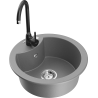 Mexen Diego zlewozmywak granitowy 1-komorowy z baterią kuchenną Telma, szary - 6512-71-670200-70