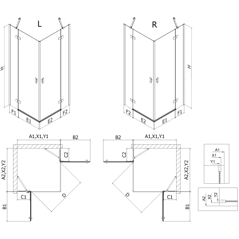 Mexen Mist-H Duo kabina prysznicowa uchylna lewa 115 x 90 cm, transparent, gun gray szczotkowany - 8A5-115L-090P-66-00