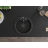 Mexen Diego zlewozmywak granitowy 1-komorowy z baterią kuchenną Telma, czarny/srebrny - 6512-73-670200-70-B