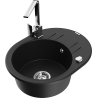 Mexen Kevin zlewozmywak granitowy 1-komorowy z ociekaczem i baterią kuchenną Rita, czarny - 6517-77-670300-00