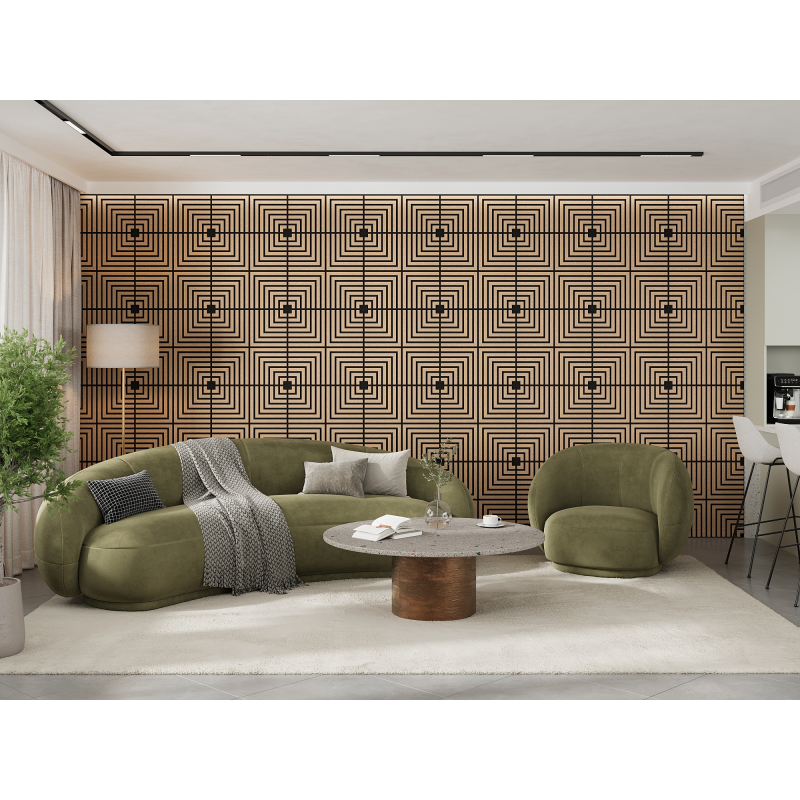Mexen Linea 02 panel ścienny akustyczny 60 x 60 cm (4szt.), filc 9 mm, fornir techniczny, Bielony Dąb - S110-60607-02-040