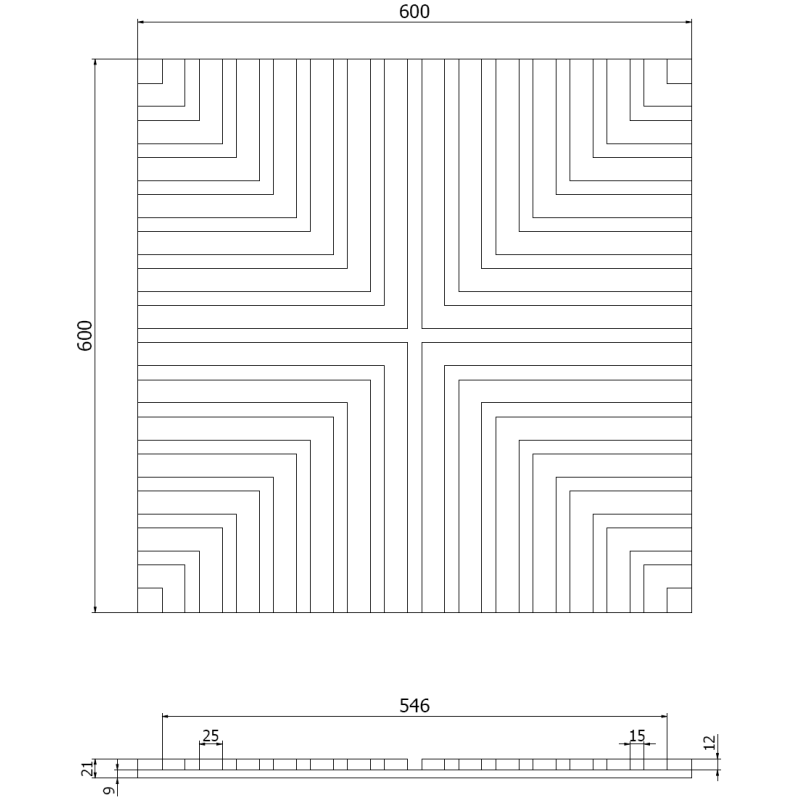 Mexen Linea 02 panel ścienny akustyczny 60 x 60 cm (4szt.), filc 9 mm, fornir techniczny, Bielony Dąb - S110-60607-02-040