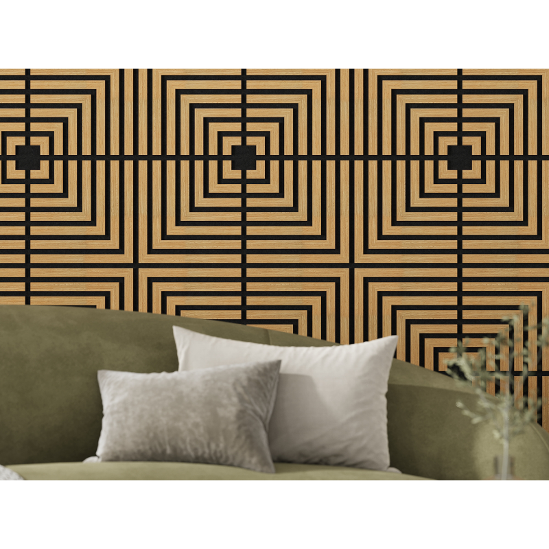 Mexen Linea 02 panel ścienny akustyczny 60 x 60 cm (4szt.), filc 9 mm, fornir techniczny, Dąb Classic - S110-60607-02-041