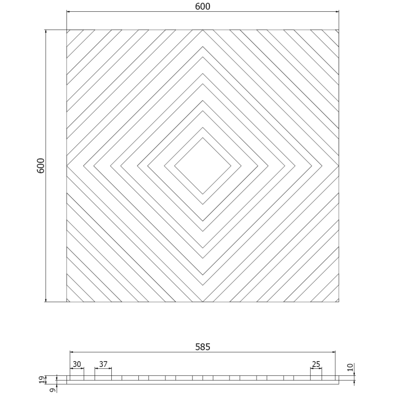 Mexen Linea 03 panel ścienny akustyczny 60 x 60 cm (4szt.), filc 9 mm, fornir techniczny, Dąb Classic - S110-60607-03-041