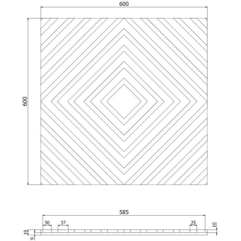 Mexen Linea 03 panel ścienny akustyczny 60 x 60 cm (4szt.), filc 9 mm, fornir techniczny, Dąb Natural - S110-60607-03-042