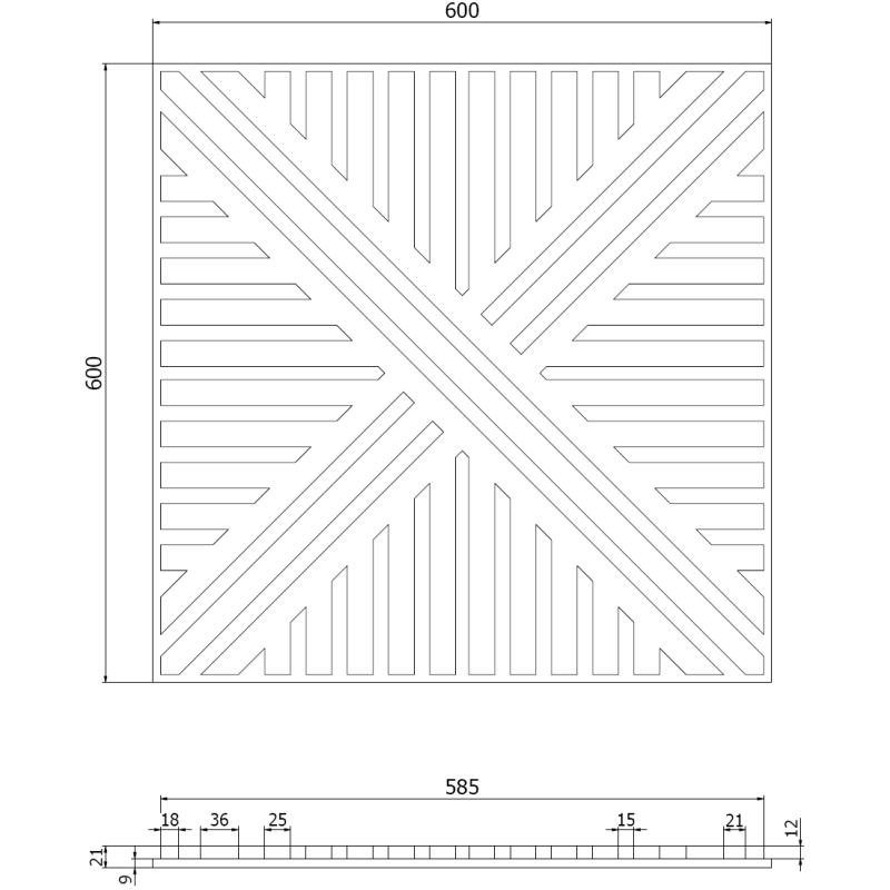 Mexen Linea 05 panel ścienny akustyczny 60 x 60 cm (4szt.), filc 9 mm, fornir techniczny, Dąb Natural - S110-60607-05-042