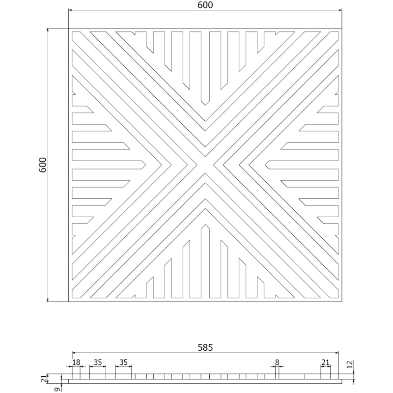Mexen Linea 06 panel ścienny akustyczny 60 x 60 cm (4szt.), filc 9 mm, fornir techniczny, Dąb Classic - S110-60607-06-041