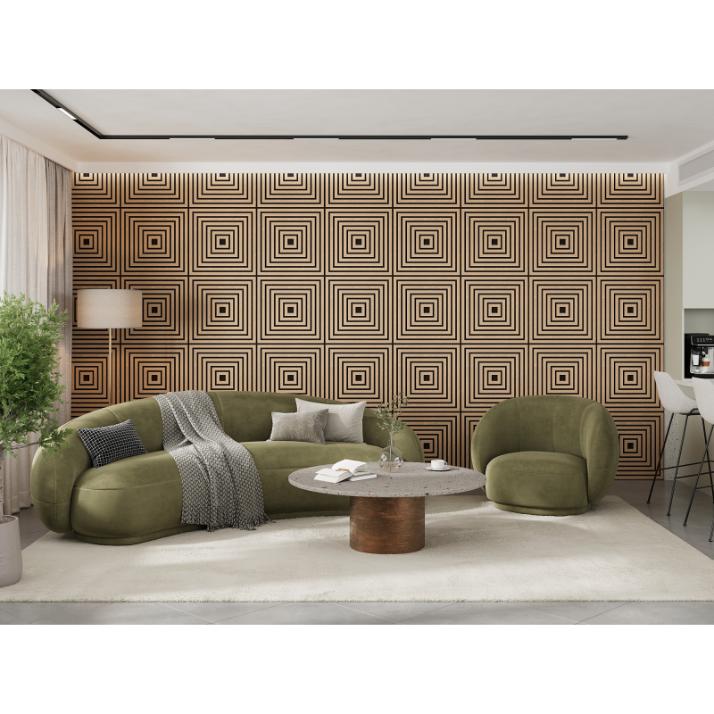 Mexen Linea 13 panel ścienny akustyczny 60 x 60 cm (4szt.), filc 9 mm, fornir techniczny, Bielony Dąb - S110-60607-13-040