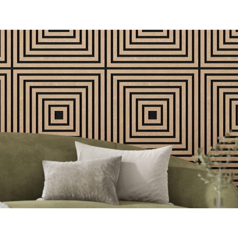 Mexen Linea 13 panel ścienny akustyczny 60 x 60 cm (4szt.), filc 9 mm, fornir techniczny, Bielony Dąb - S110-60607-13-040