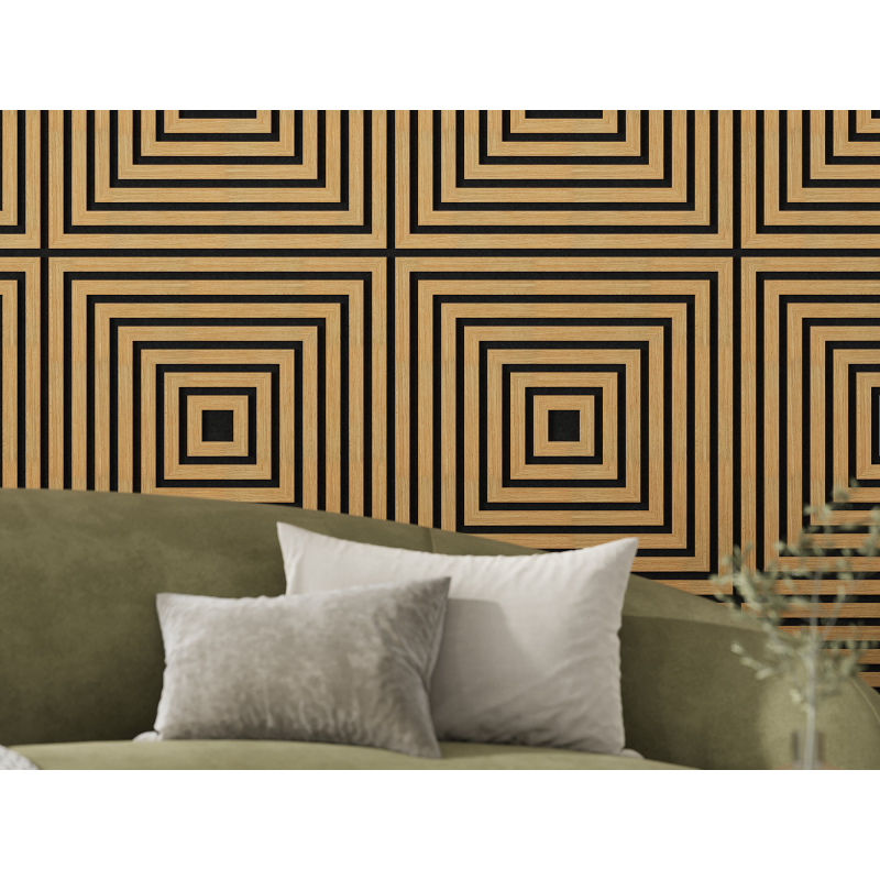 Mexen Linea 13 panel ścienny akustyczny 60 x 60 cm (4szt.), filc 9 mm, fornir techniczny, Dąb Classic - S110-60607-13-041