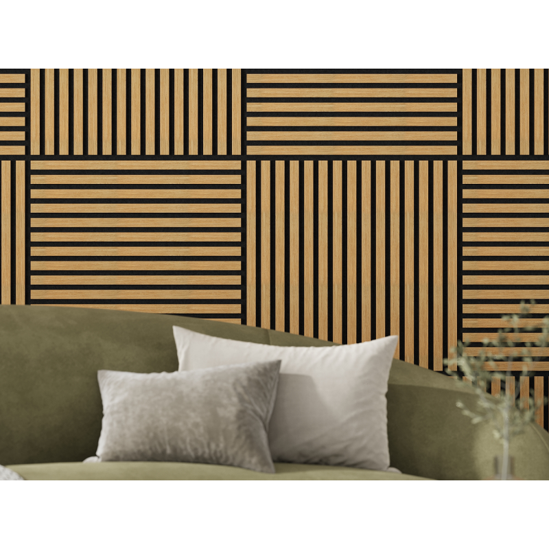 Mexen Linea 15 panel ścienny akustyczny 60 x 60 cm (4szt.), filc 9 mm, fornir techniczny, Dąb Classic - S110-60607-15-041