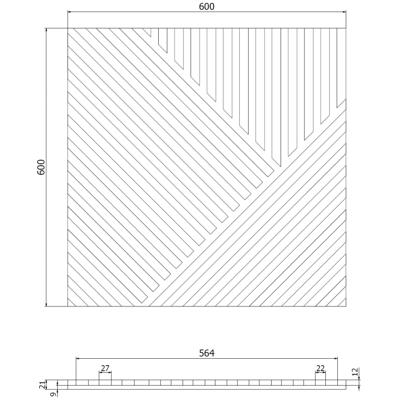 Mexen Linea 25 panel ścienny akustyczny 60 x 60 cm (4szt.), filc 9 mm, fornir techniczny, Dąb Classic - S110-60607-25-041