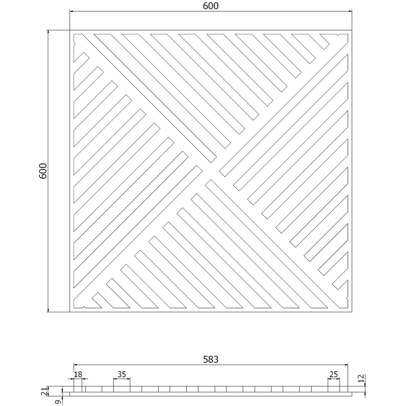 Mexen Linea 08 panel ścienny akustyczny 60 x 60 cm (4szt.), filc 9 mm, fornir techniczny, Bielony Dąb - S110-60607-08-040