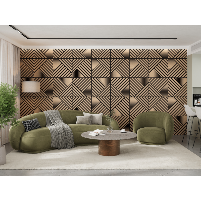 Mexen Linea 25 panel ścienny akustyczny 60 x 60 cm (4szt.), filc 9 mm, fornir techniczny, Bielony Dąb - S110-60607-25-040