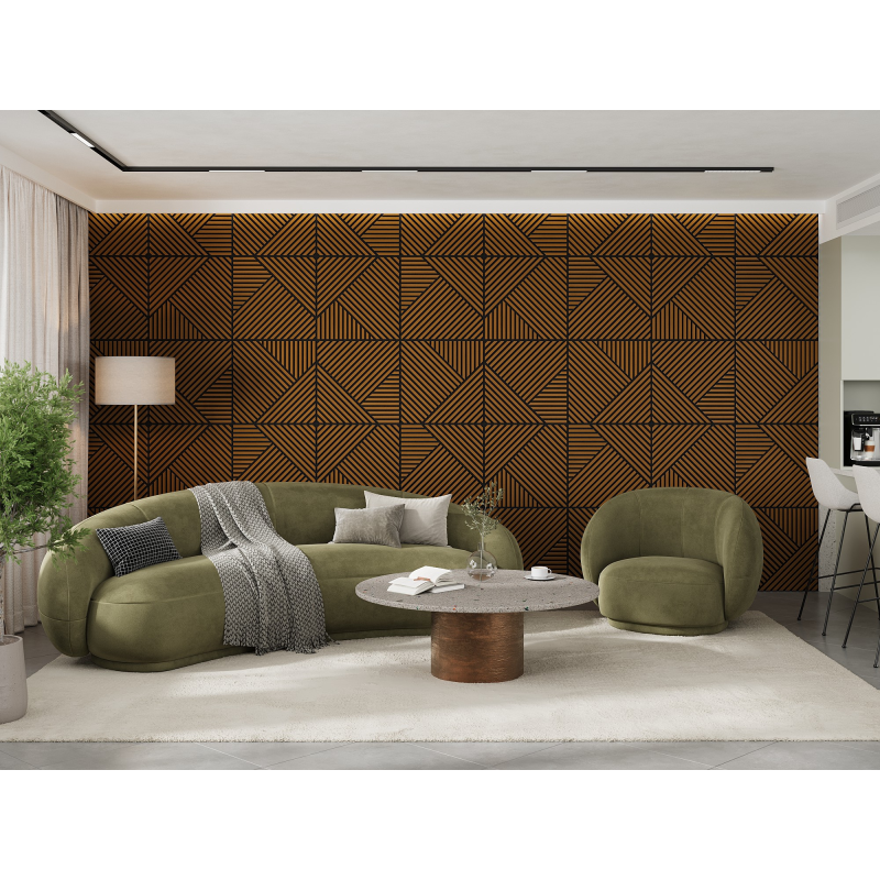 Mexen Linea 25 panel ścienny akustyczny 60 x 60 cm (4szt.), filc 9 mm, fornir techniczny, Dąb Natural - S110-60607-25-042