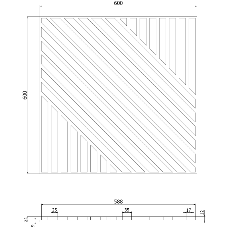 Mexen Linea 26 panel ścienny akustyczny 60 x 60 cm (4szt.), filc 9 mm, fornir techniczny, Bielony Dąb - S110-60607-26-040