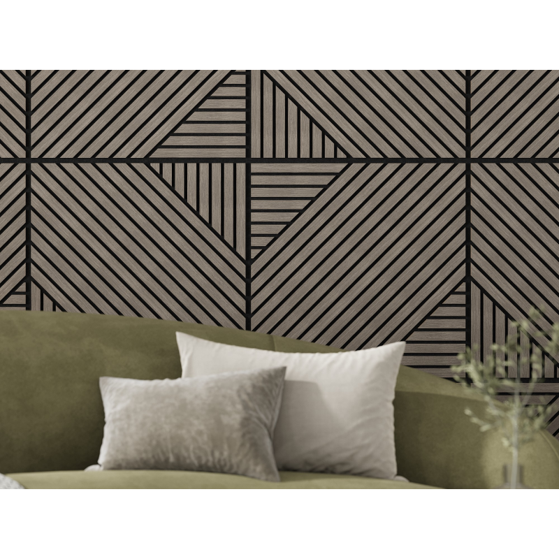 Mexen Linea 26 panel ścienny akustyczny 60 x 60 cm (4szt.), filc 9 mm, fornir techniczny, Szary Dąb - S110-60607-26-043