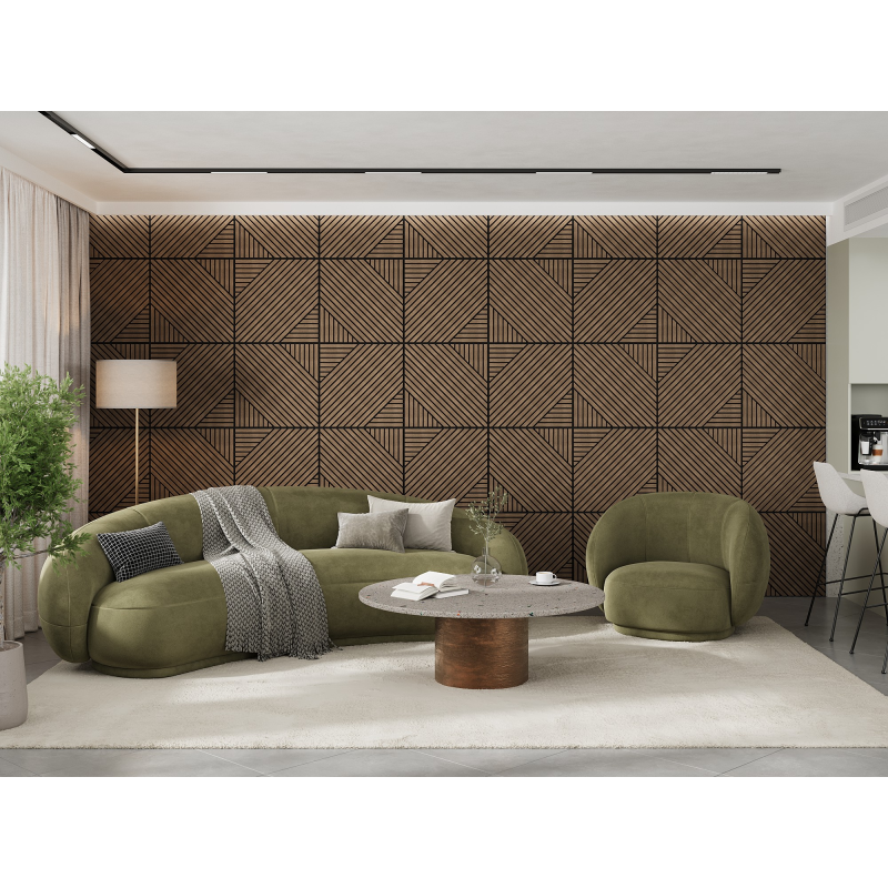 Mexen Linea 26 panel ścienny akustyczny 60 x 60 cm (4szt.), filc 9 mm, fornir techniczny, Ciemny Orzech - S110-60607-26-044