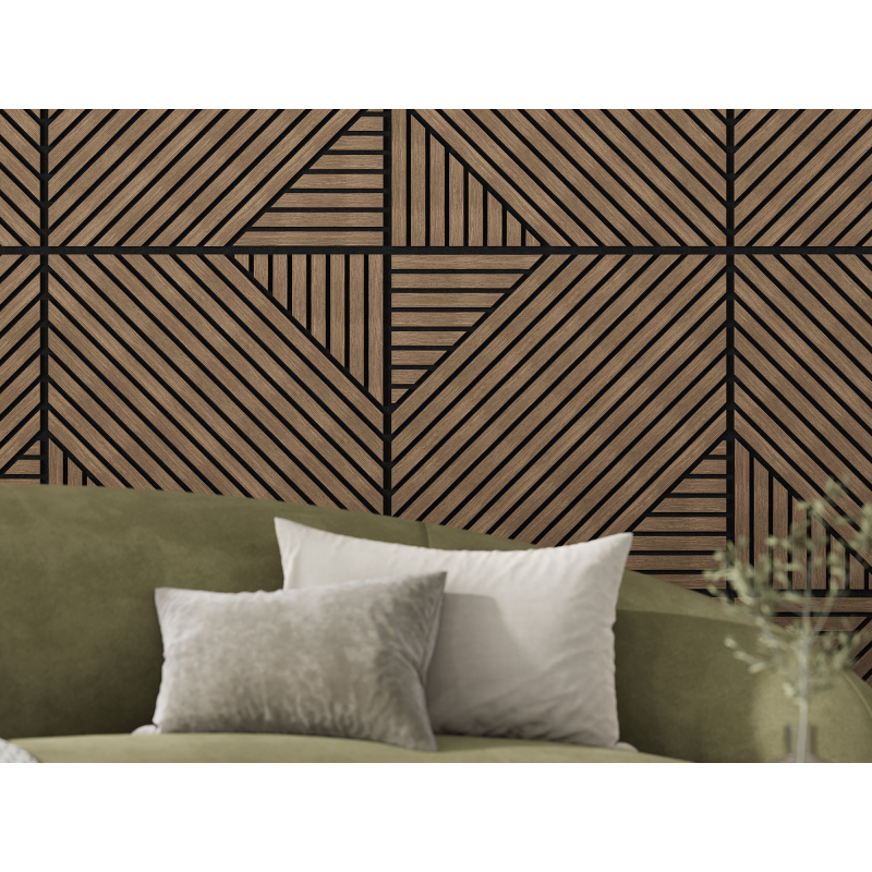 Mexen Linea 26 panel ścienny akustyczny 60 x 60 cm (4szt.), filc 9 mm, fornir techniczny, Ciemny Orzech - S110-60607-26-044